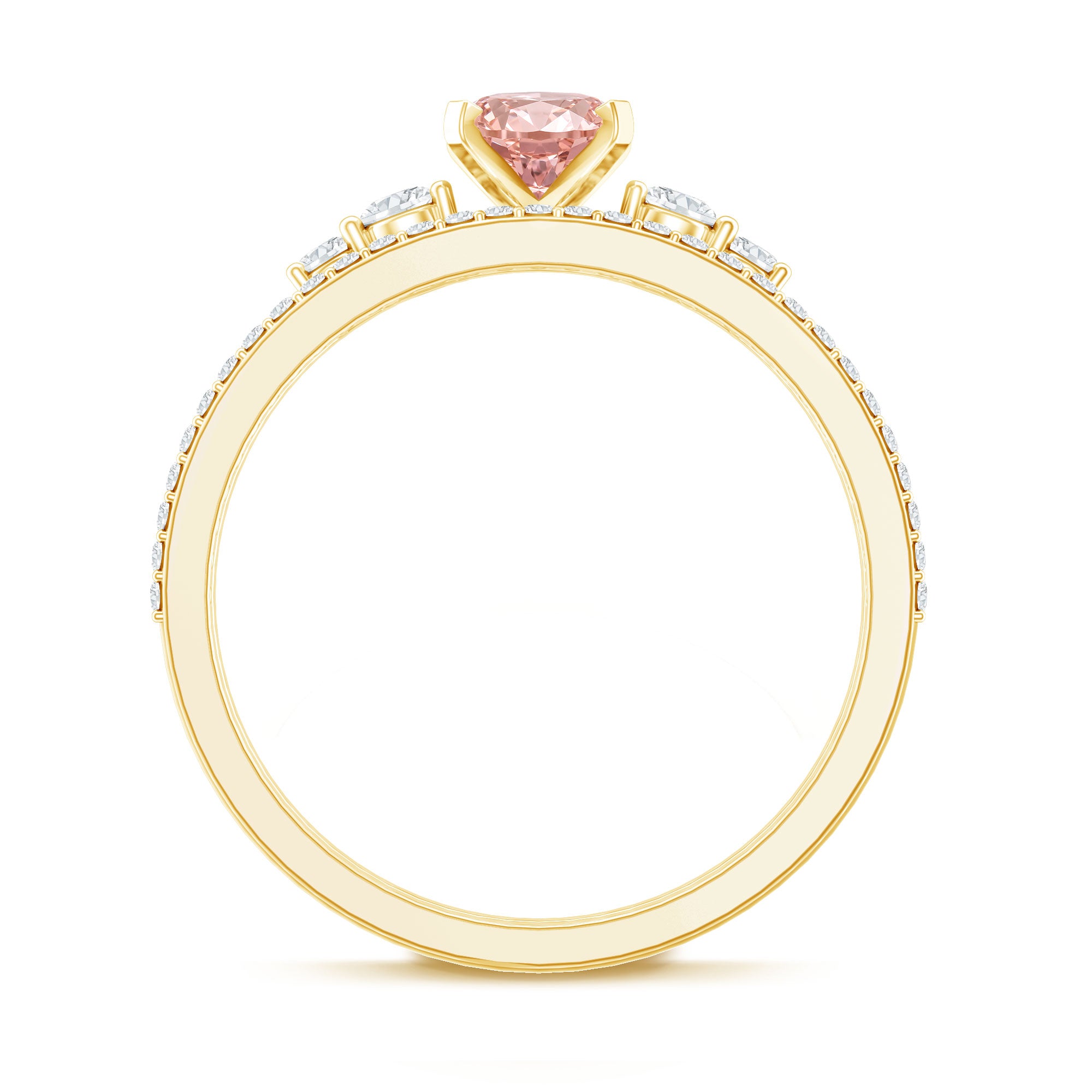 Rosec Jewels-IGI Certified 1 Carat Lab Grown Pink and White Diamond Oval Engagement Ring Set