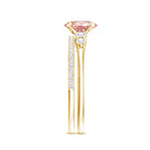 Rosec Jewels-IGI Certified 1 Carat Lab Grown Pink and White Diamond Oval Engagement Ring Set