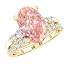 Rosec Jewels-IGI Certified 3 Carat Oval Shape Lab Pink Diamond Wedding Bridal Ring Set of 2