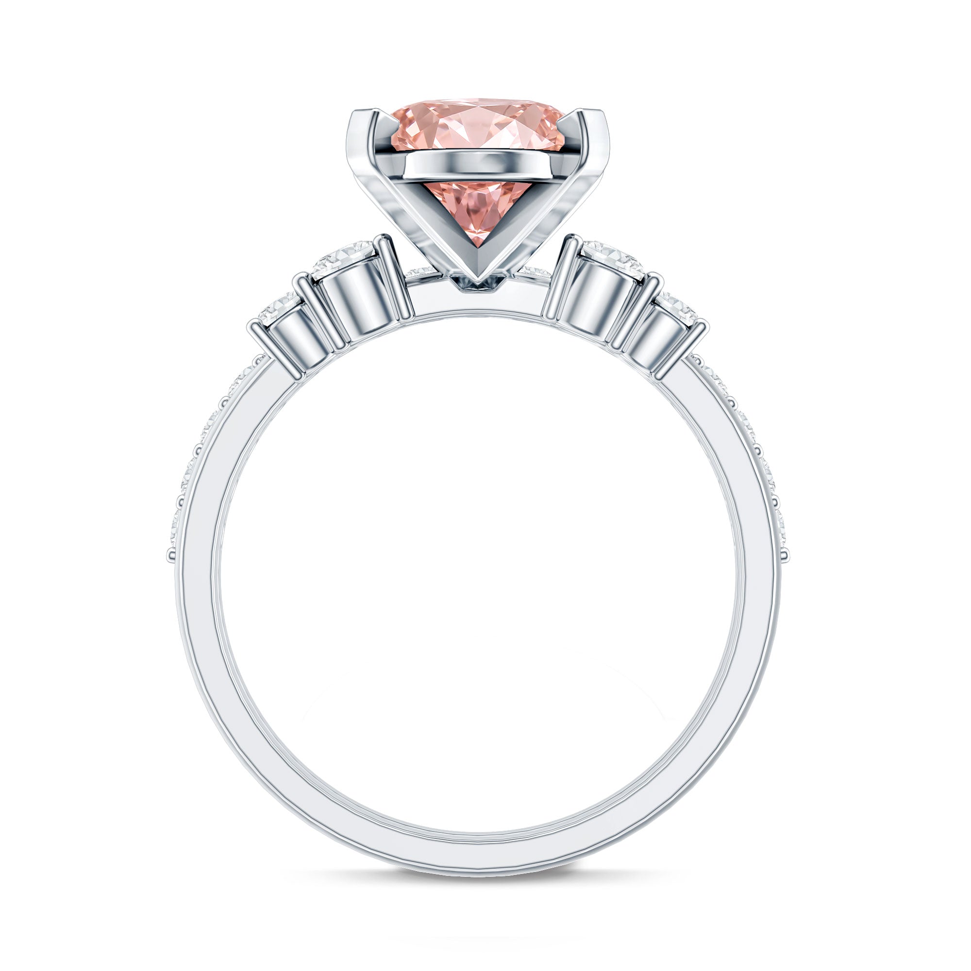 Rosec Jewels-IGI Certified 4 Carat Lab Grown Pink Diamond Oval Engagement Ring with Band