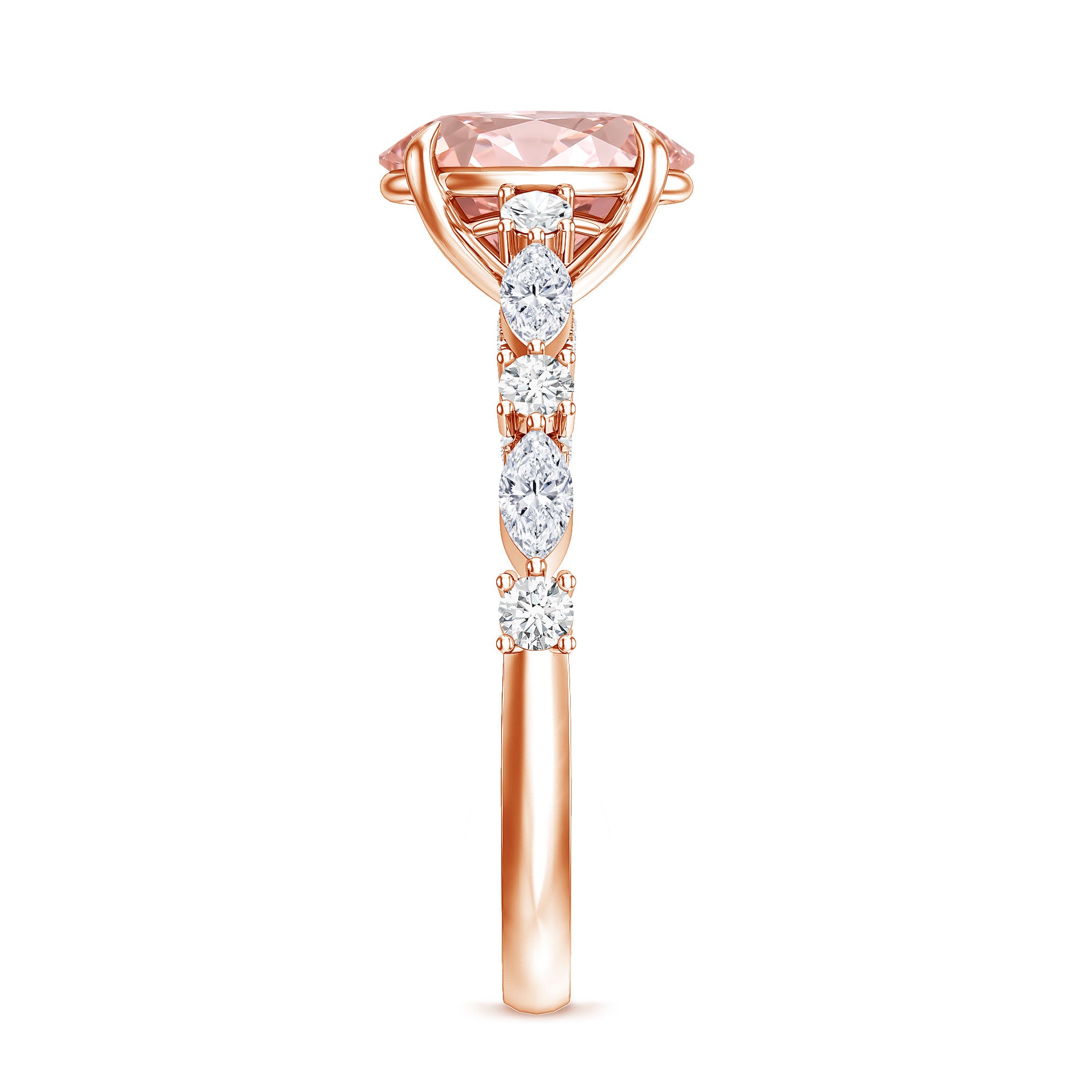 Rosec Jewels-IGI Certified Lab Grown 2 Carat Pink Diamond Oval Engagement Ring with Surprise Band