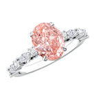 Rosec Jewels-IGI Certified Lab Grown 2 Carat Pink Diamond Oval Engagement Ring with Surprise Band