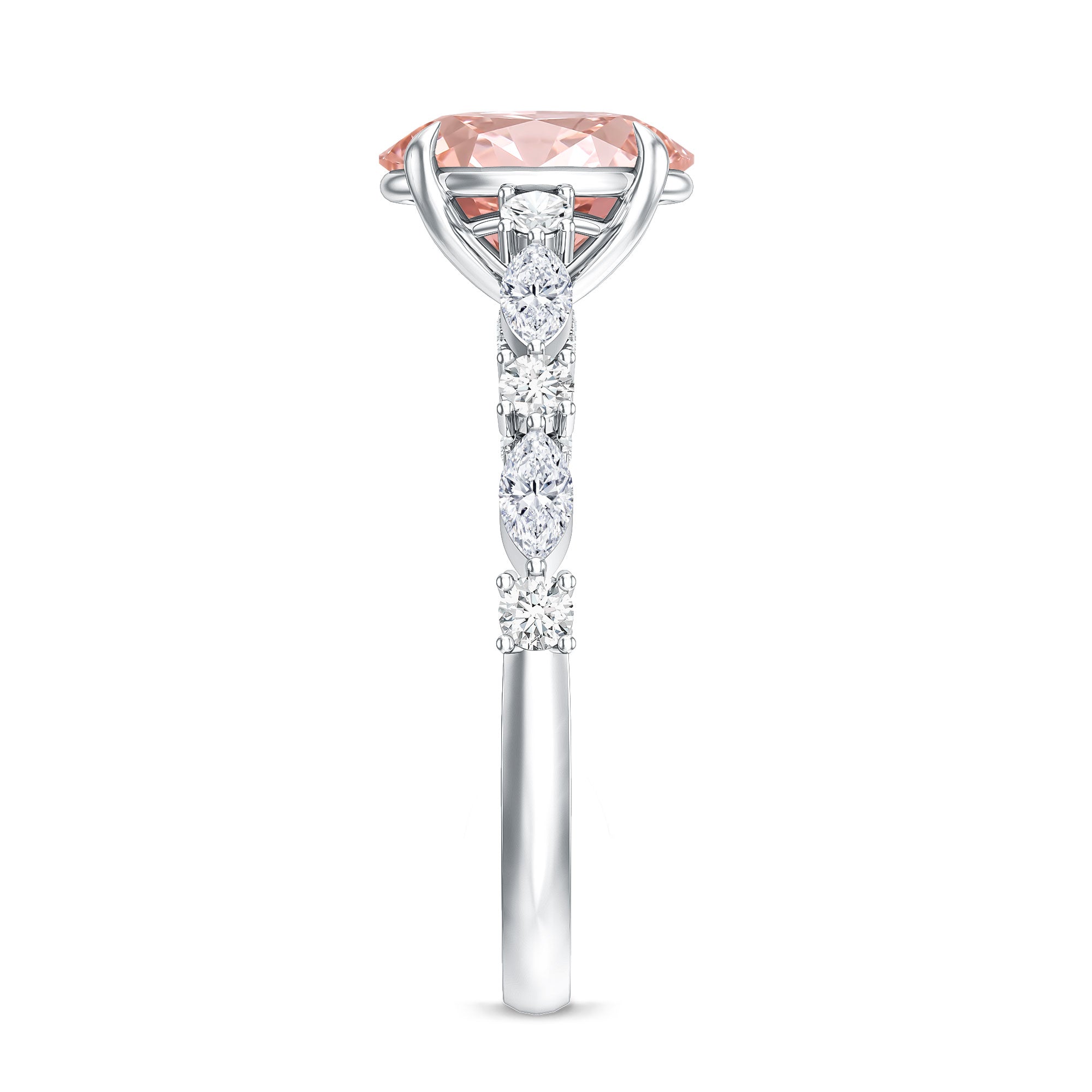 Rosec Jewels-IGI Certified Lab Grown 2 Carat Pink Diamond Oval Engagement Ring with Surprise Band