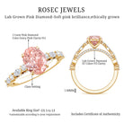 Rosec Jewels-IGI Certified Lab Grown 2 Carat Pink Diamond Oval Engagement Ring with Surprise Band
