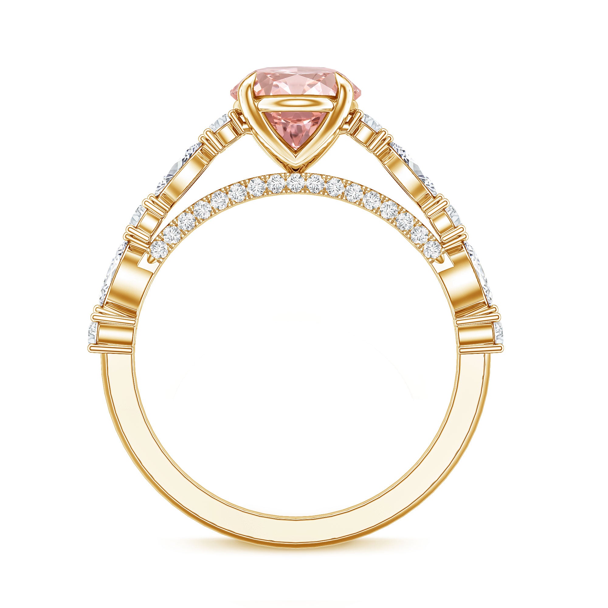 Rosec Jewels-IGI Certified Lab Grown 2 Carat Pink Diamond Oval Engagement Ring with Surprise Band