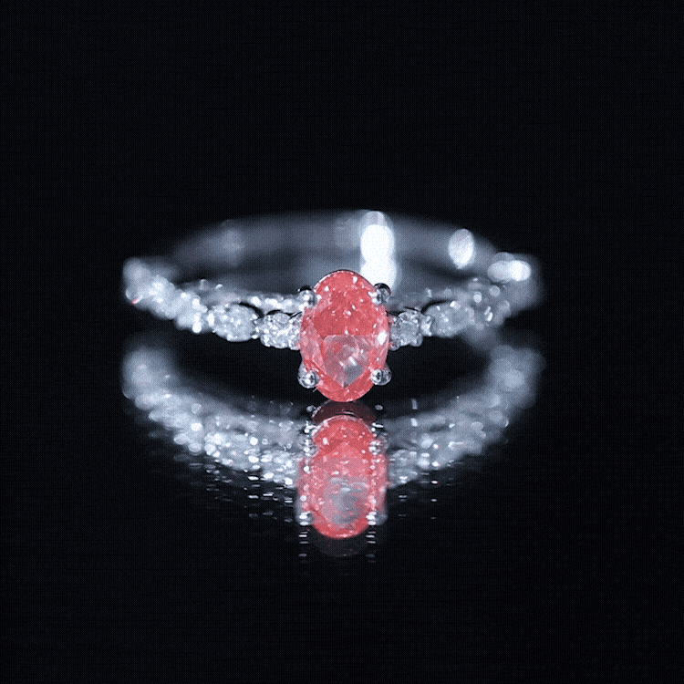 1 Carat Oval Lab Grown Pink Diamond Engagement Ring IGI Certified Fancy Pink - VS1 - Rosec Jewels