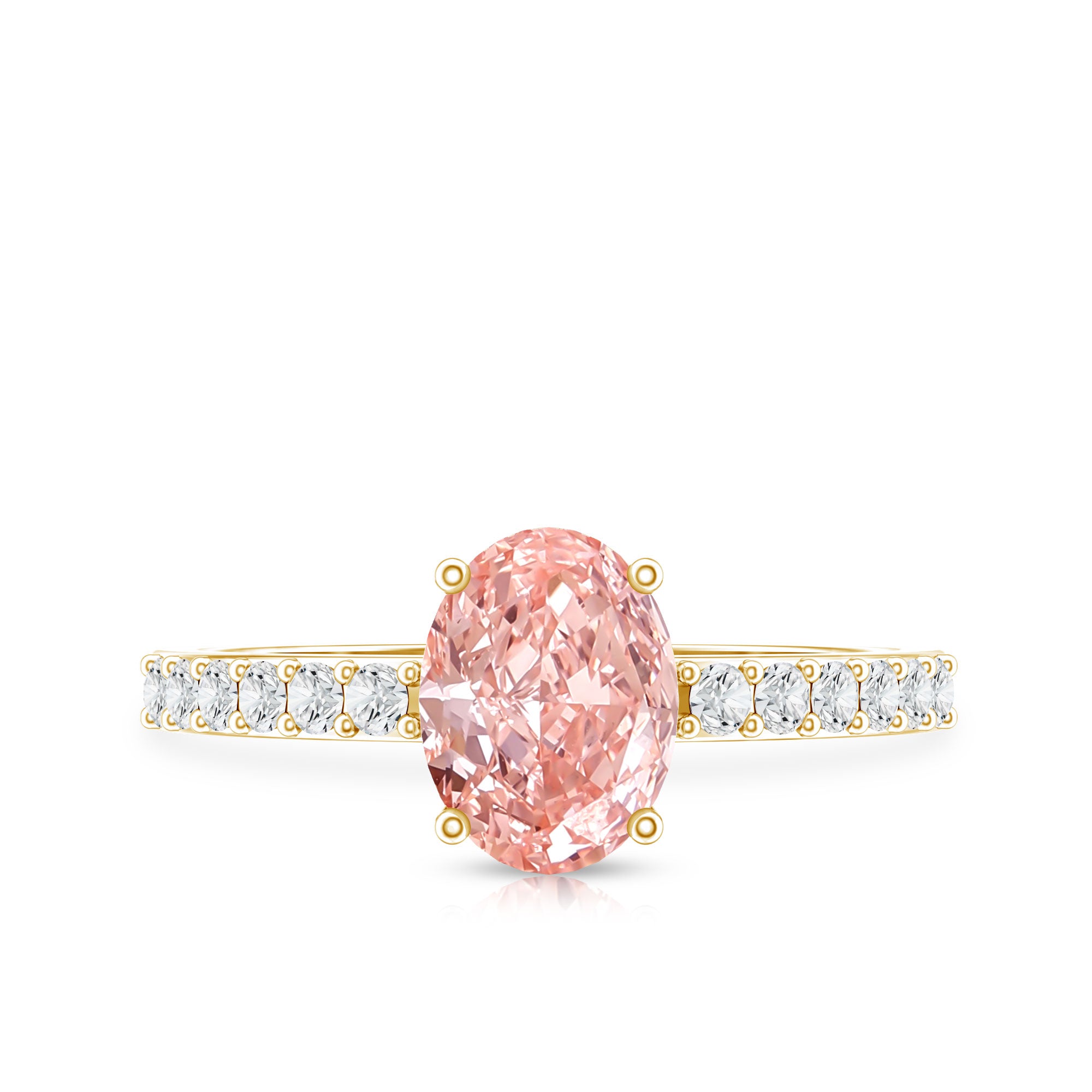IGI Certified 1 Carat Lab Grown Pink Diamond Oval Engagement Ring for Women Fancy Pink - VS1 - Rosec Jewels