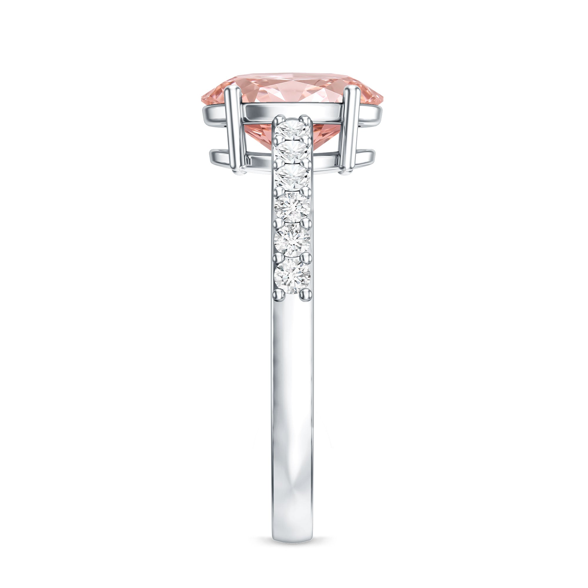 Rosec Jewels-IGI Certified 2 Carat Lab Grown Oval Pink Diamond Engagement Ring with Side Stones