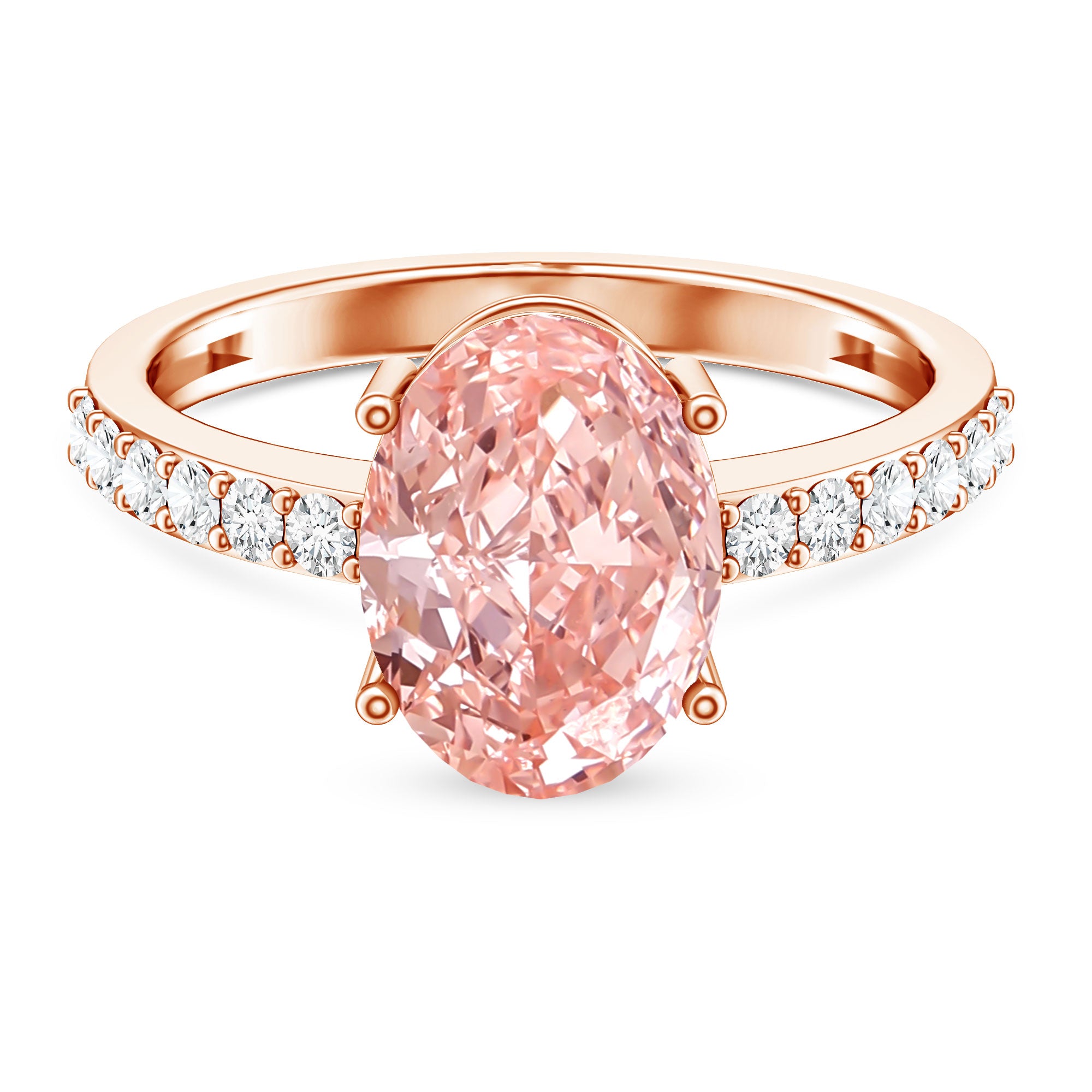 Rosec Jewels-3 Carat Lab Grown Pink Diamond Oval Solitaire Engagement Ring IGI Certified