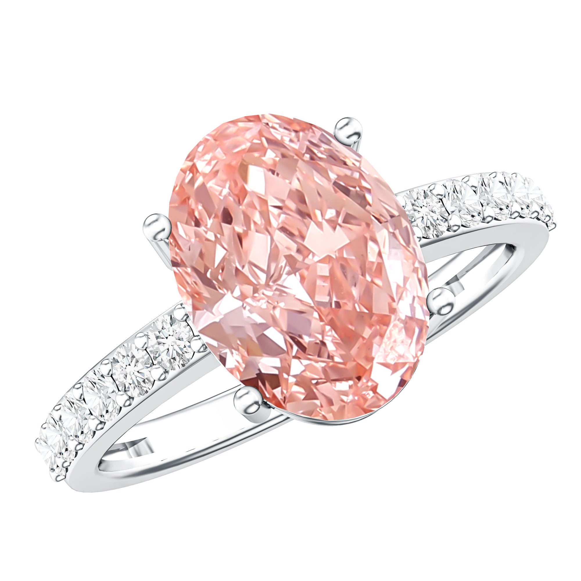 Rosec Jewels-3 Carat Lab Grown Pink Diamond Oval Solitaire Engagement Ring IGI Certified