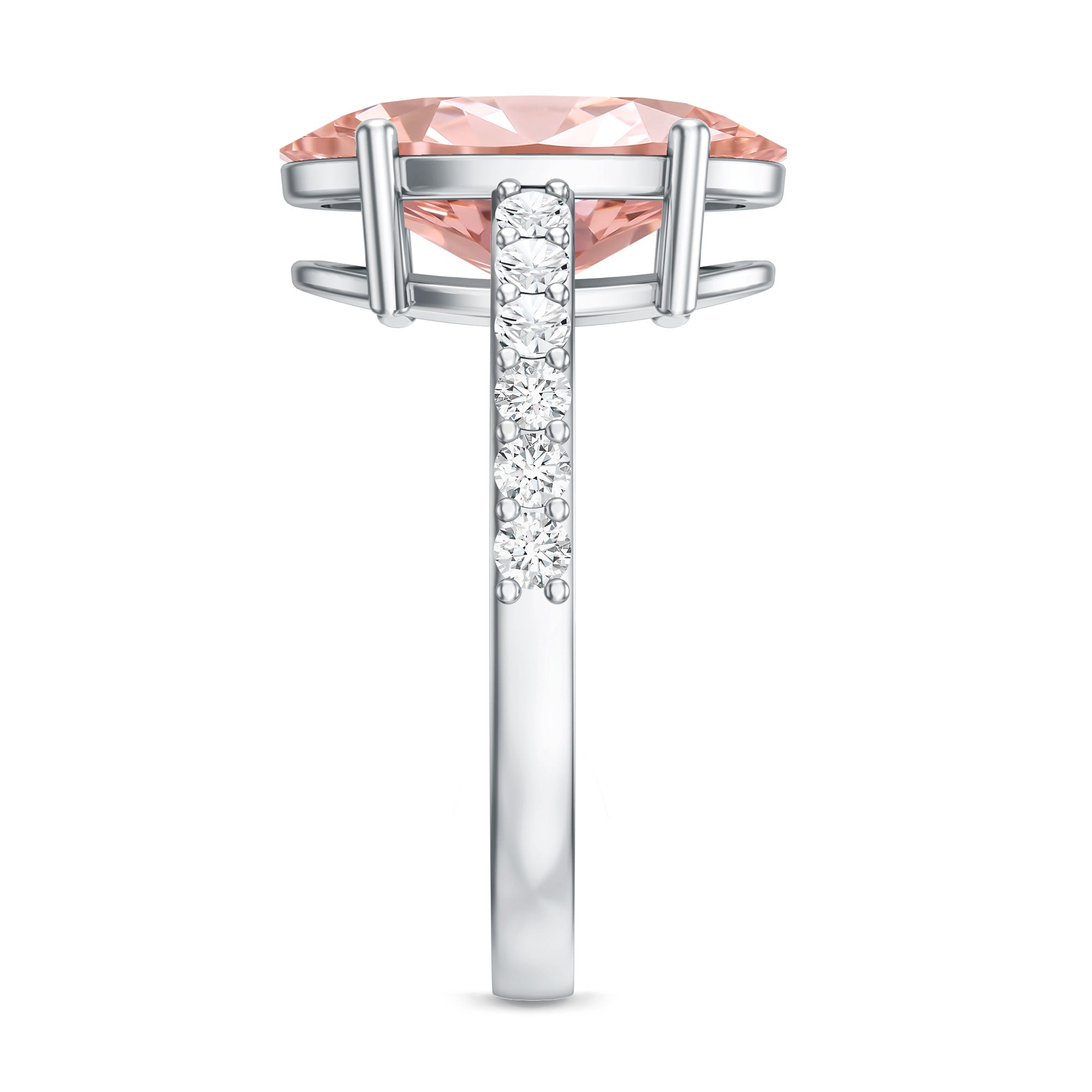 Rosec Jewels-Elongated Oval Lab Grown Pink Diamond 4 Carat Engagement Ring IGI Certified