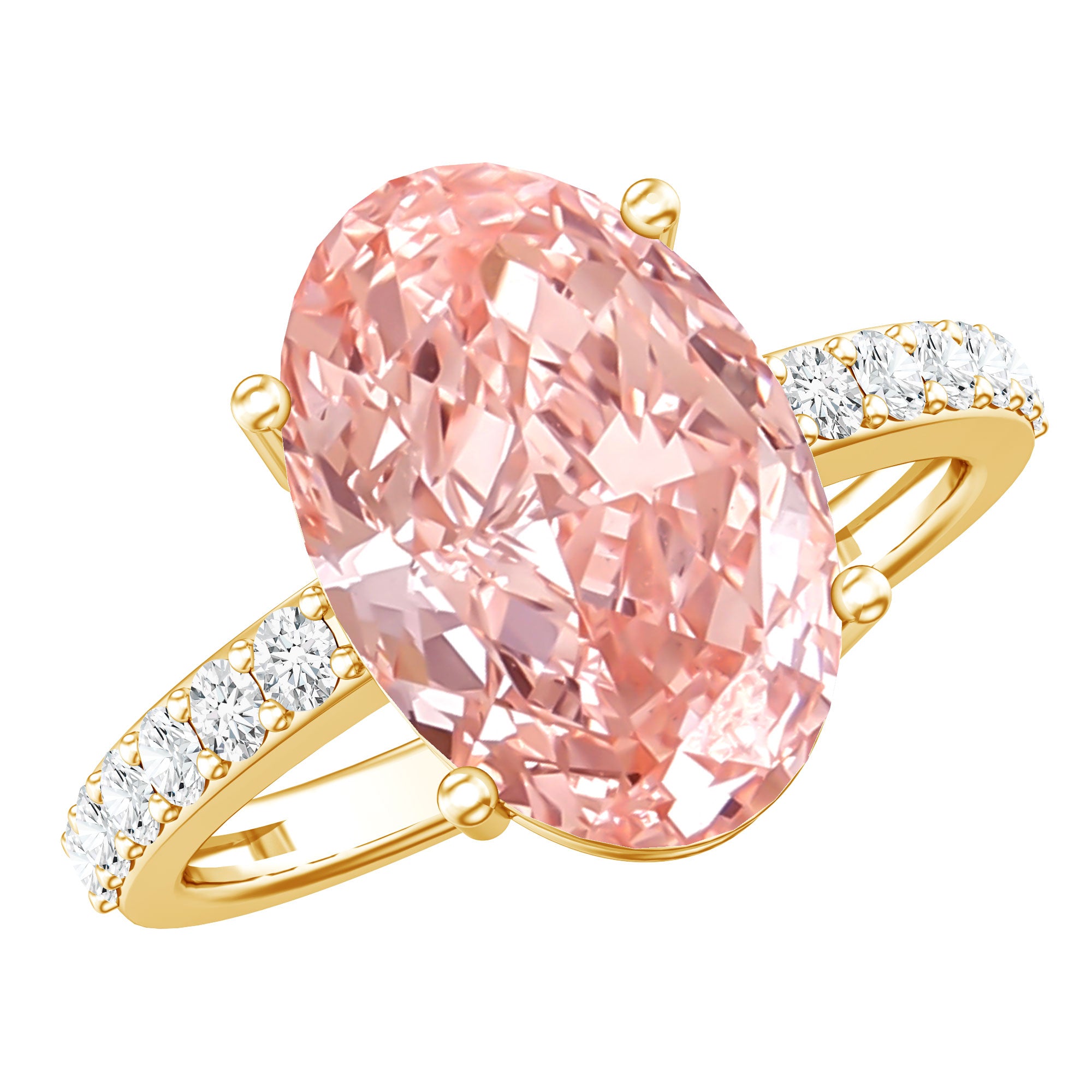 Rosec Jewels-Elongated Oval Lab Grown Pink Diamond 4 Carat Engagement Ring IGI Certified