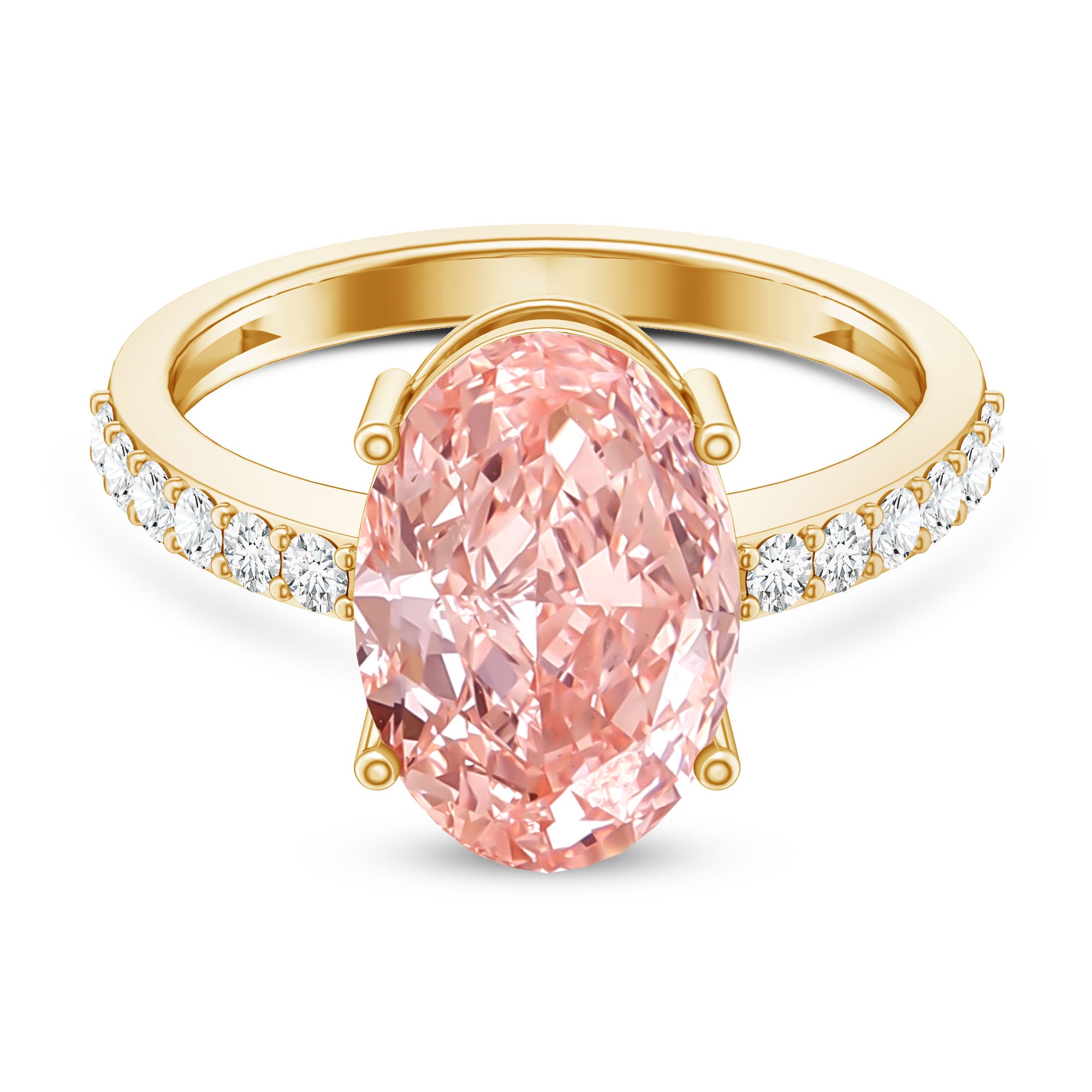 Rosec Jewels-Elongated Oval Lab Grown Pink Diamond 4 Carat Engagement Ring IGI Certified