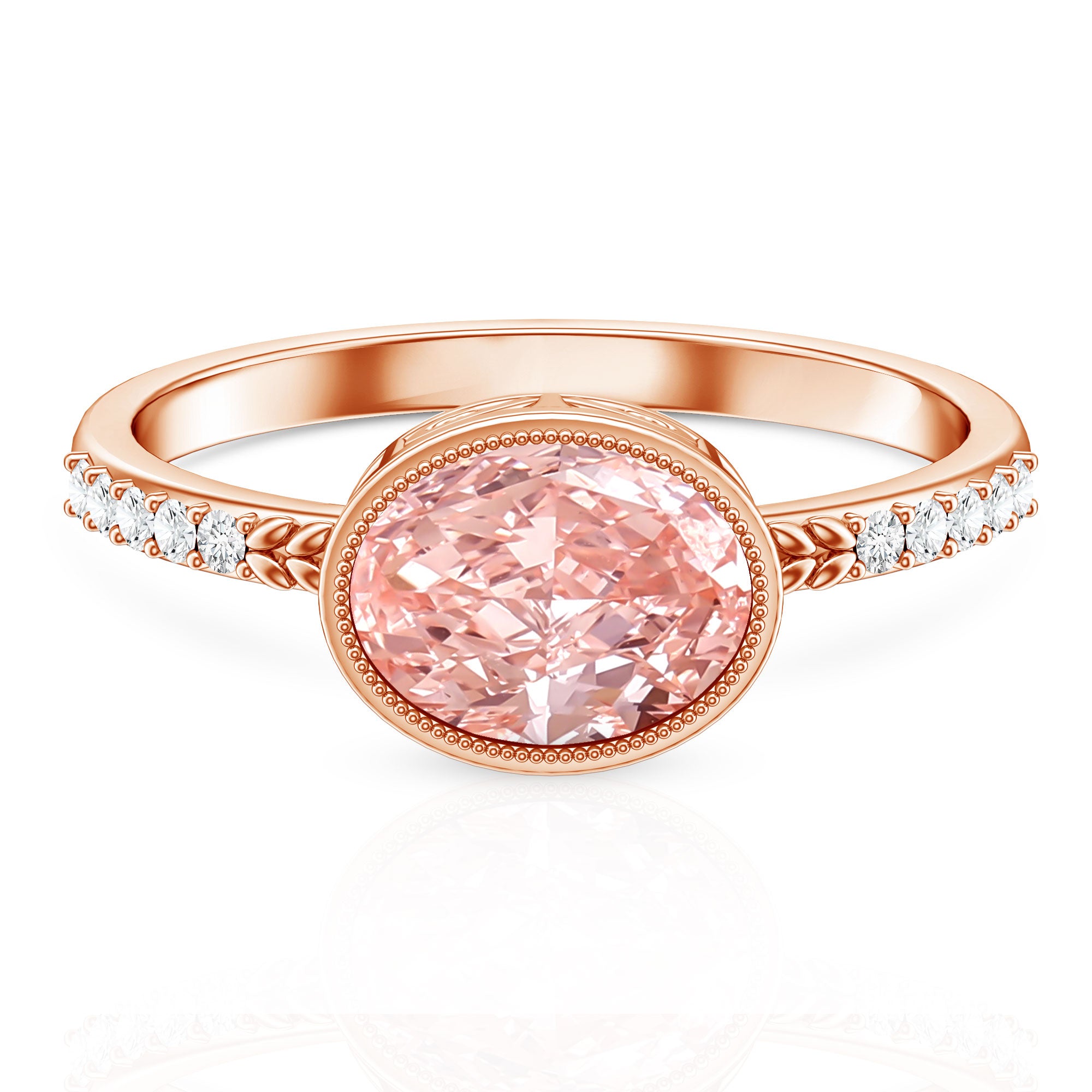 Rosec Jewels-Lab Grown 2 Carat Pink Diamond Oval East West Engagement Ring with IGI Certificate