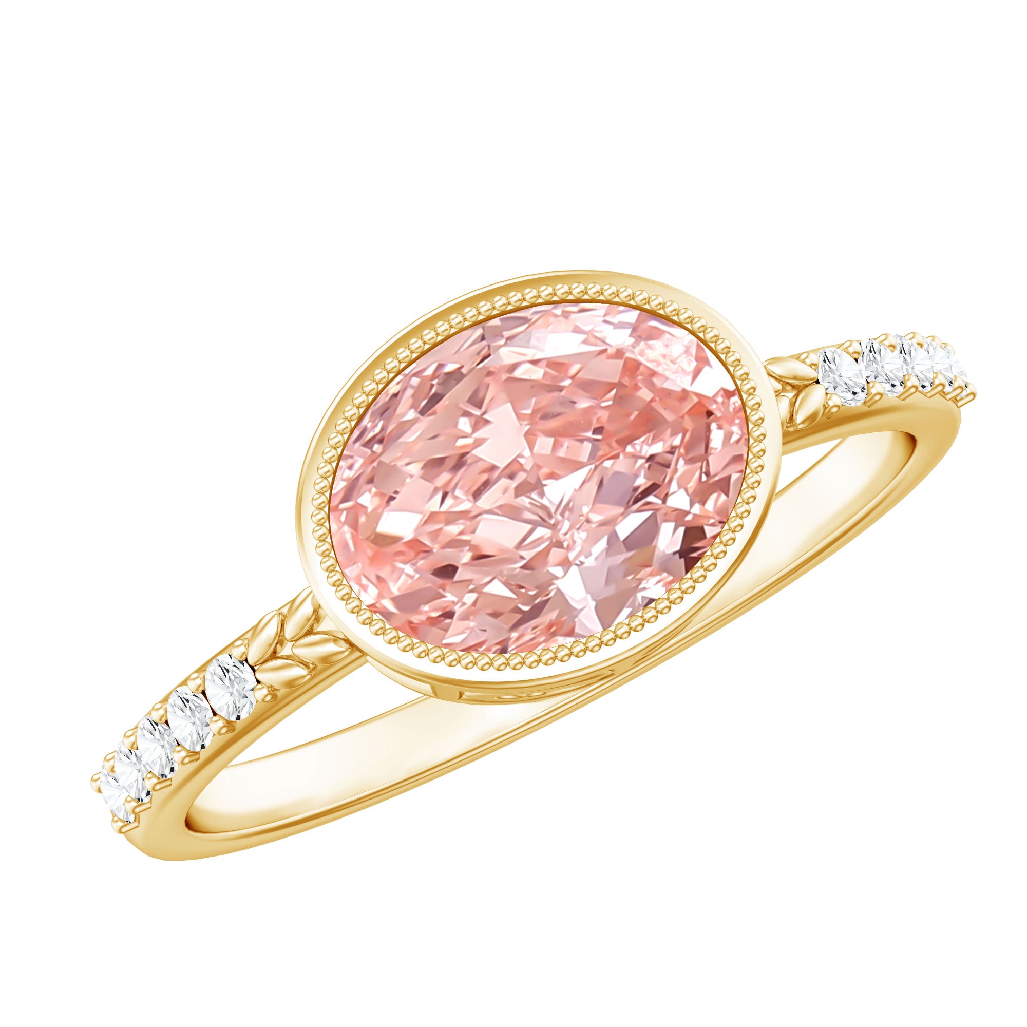 Rosec Jewels-Lab Grown 2 Carat Pink Diamond Oval East West Engagement Ring with IGI Certificate