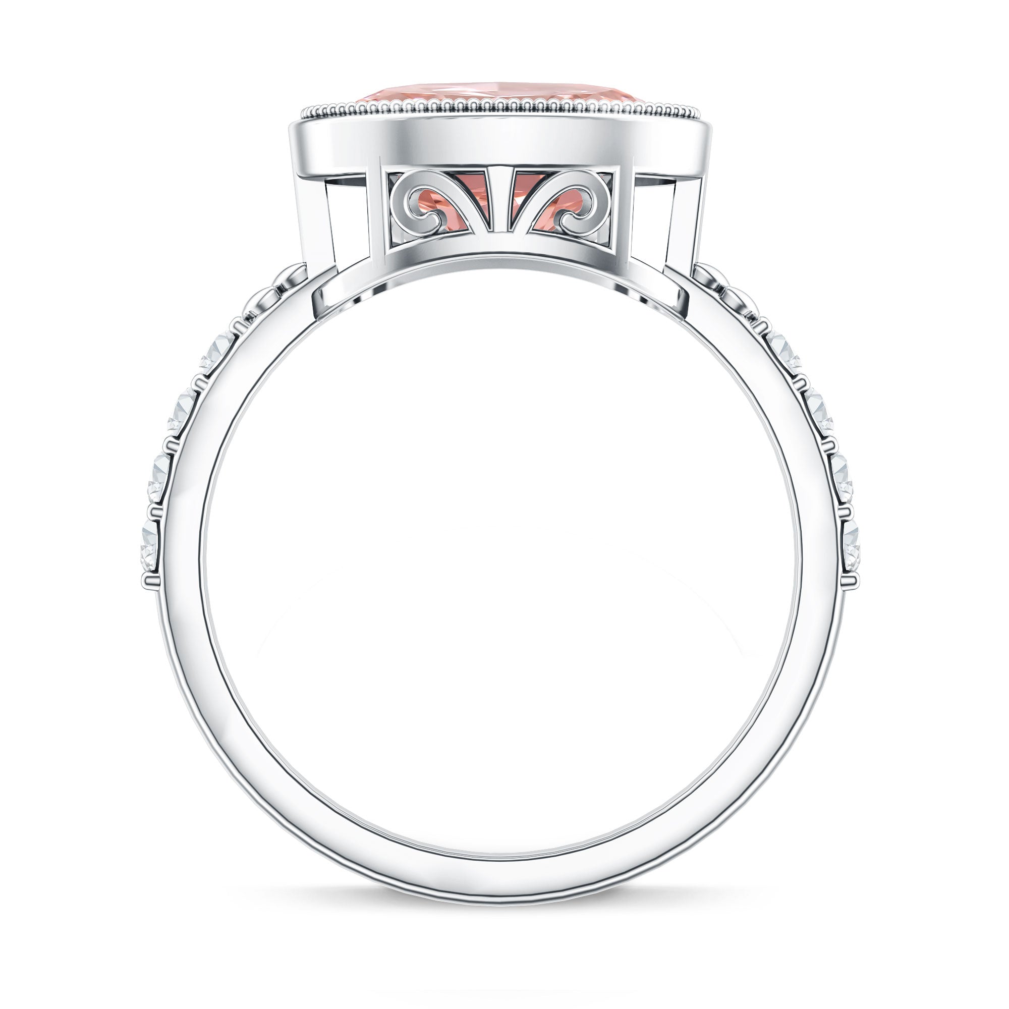 Rosec Jewels-Oval Shape 3 Carat Lab Grown Pink Diamond East West Engagement Ring IGI Certified