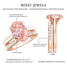 Rosec Jewels-Oval Shape Lab Grown 3 Carat Pink Diamond Solitaire Wedding Ring Set IGI Certified