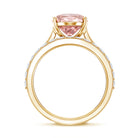 Rosec Jewels-Oval Shape Lab Grown 3 Carat Pink Diamond Solitaire Wedding Ring Set IGI Certified