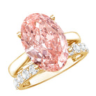 Rosec Jewels-5 Carat Oval Shape Lab Grown Pink Diamond Solitaire Wedding Ring Set IGI Certified