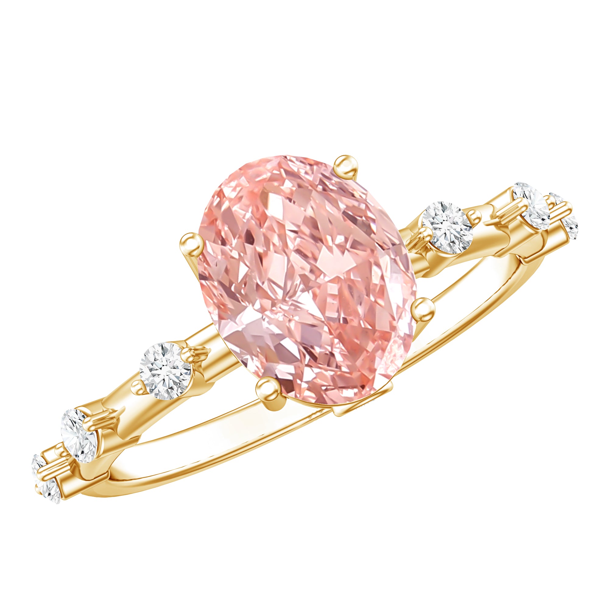 Rosec Jewels-Lab Grown 2 Carat Oval Shaped Pink Diamond Solitaire Engagement Ring IGI Certified