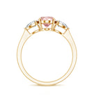 Rosec Jewels-1 Carat Lab Pink and White Diamond Three Stone Engagement Ring IGI Certified