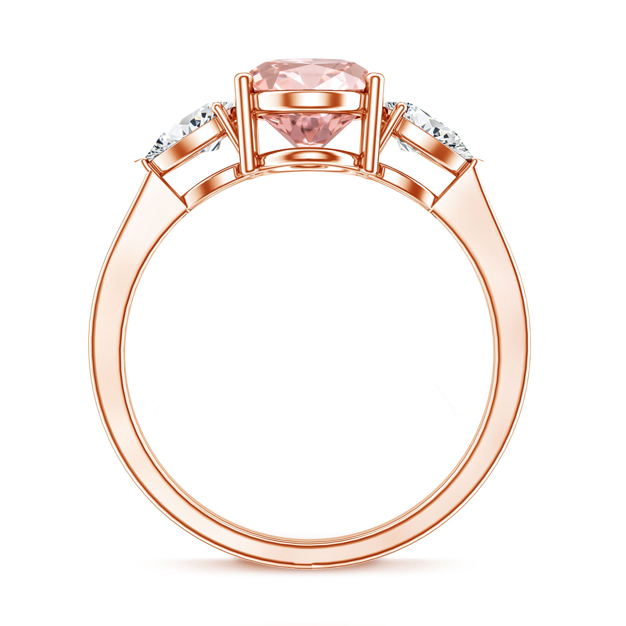 Rosec Jewels-IGI Certified Oval Cut Lab Grown Pink Diamond Three Stone Engagement Ring 2 Carat