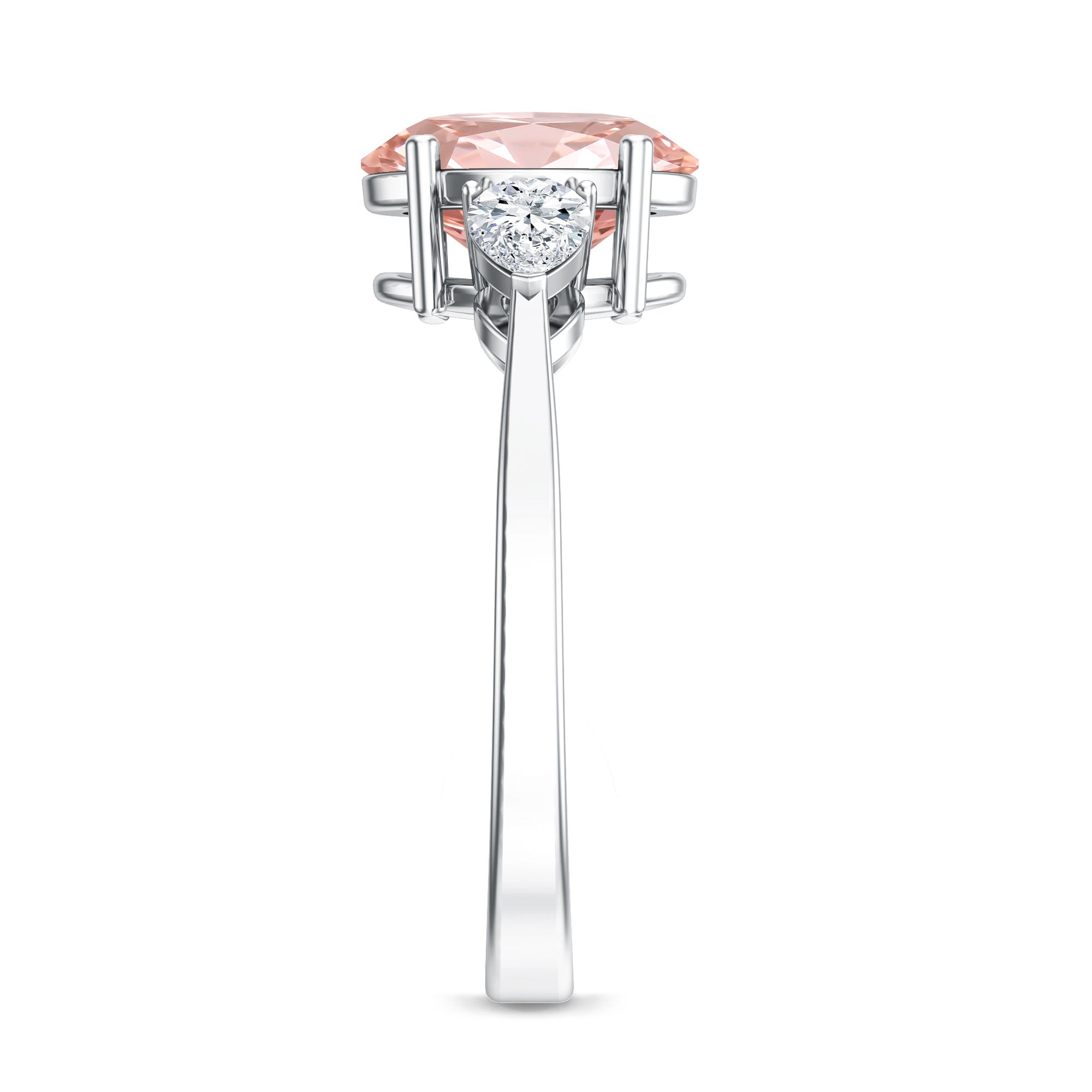 Rosec Jewels-IGI Certified Oval Cut Lab Grown Pink Diamond Three Stone Engagement Ring 2 Carat