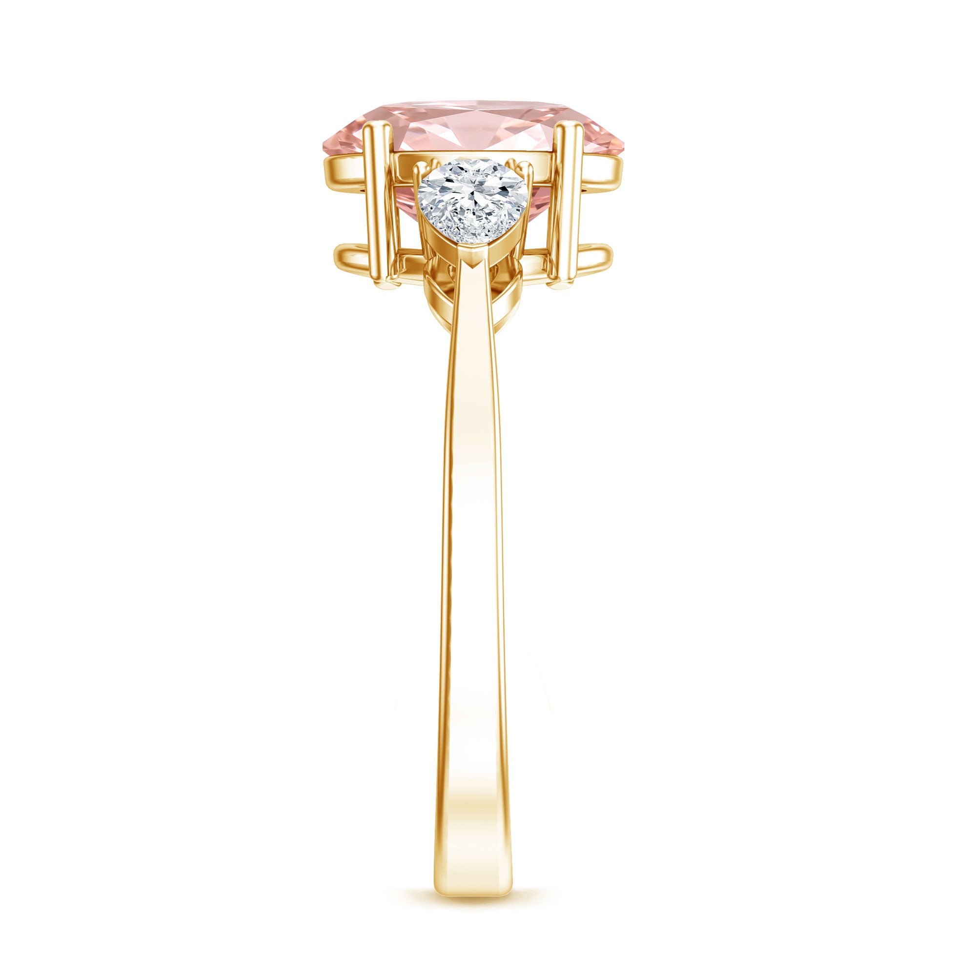 Rosec Jewels-IGI Certified Oval Cut Lab Grown Pink Diamond Three Stone Engagement Ring 2 Carat