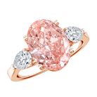 Rosec Jewels-IGI Certified 3 Carat Lab Grown Pink Diamond Triple Stone Engagement Ring for Women