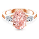 Rosec Jewels-IGI Certified 3 Carat Lab Grown Pink Diamond Triple Stone Engagement Ring for Women