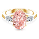 Rosec Jewels-IGI Certified 3 Carat Lab Grown Pink Diamond Triple Stone Engagement Ring for Women