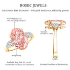 Rosec Jewels-4 Carat Lab Grown Oval Pink Diamond 3 Stone Engagement Ring with IGI Certificate