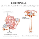 Rosec Jewels-5 Carat Lab Created Oval Pink Diamond Statement Engagement Ring with IGI Certificate