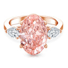 Rosec Jewels-5 Carat Lab Created Oval Pink Diamond Statement Engagement Ring with IGI Certificate
