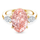 Rosec Jewels-5 Carat Lab Created Oval Pink Diamond Statement Engagement Ring with IGI Certificate