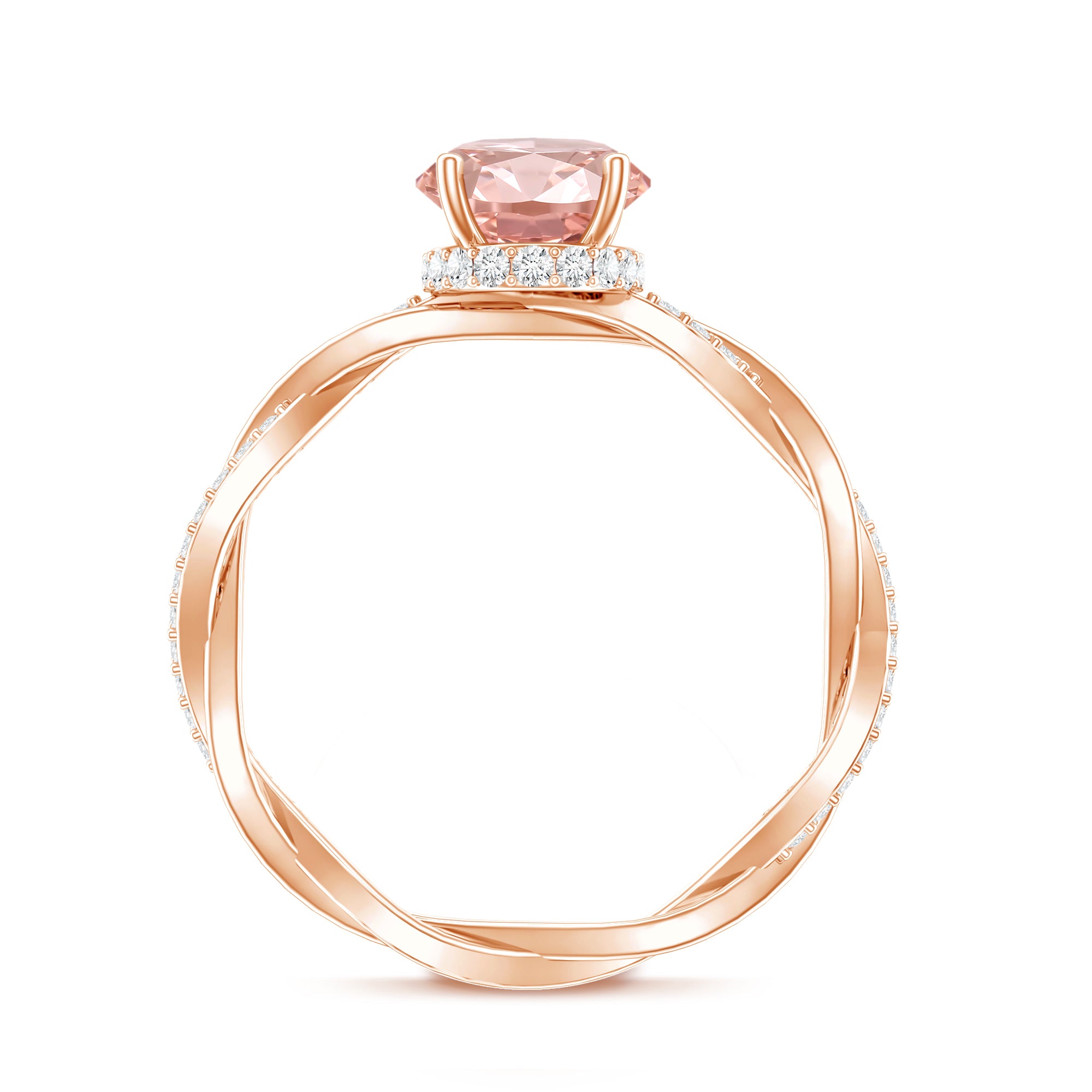 Rosec Jewels-2 Carat Lab Grown Oval Pink Diamond Braided Engagement Ring with IGI Certificate