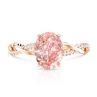 Rosec Jewels-2 Carat Lab Grown Oval Pink Diamond Braided Engagement Ring with IGI Certificate