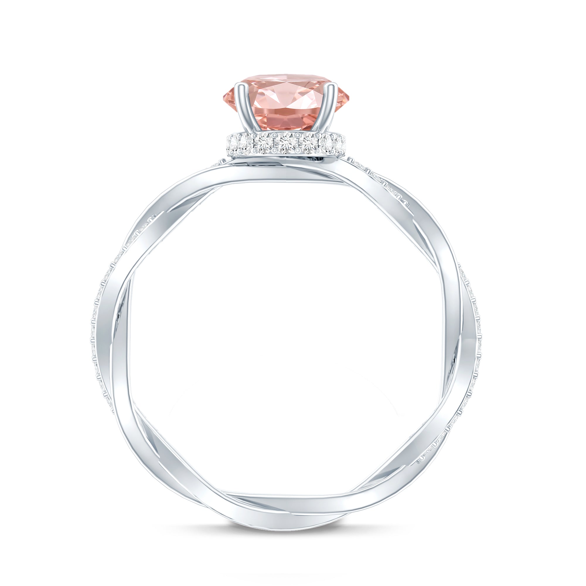 Rosec Jewels-2 Carat Lab Grown Oval Pink Diamond Braided Engagement Ring with IGI Certificate