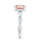 Rosec Jewels-2 Carat Lab Grown Oval Pink Diamond Braided Engagement Ring with IGI Certificate