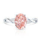 Rosec Jewels-2 Carat Lab Grown Oval Pink Diamond Braided Engagement Ring with IGI Certificate