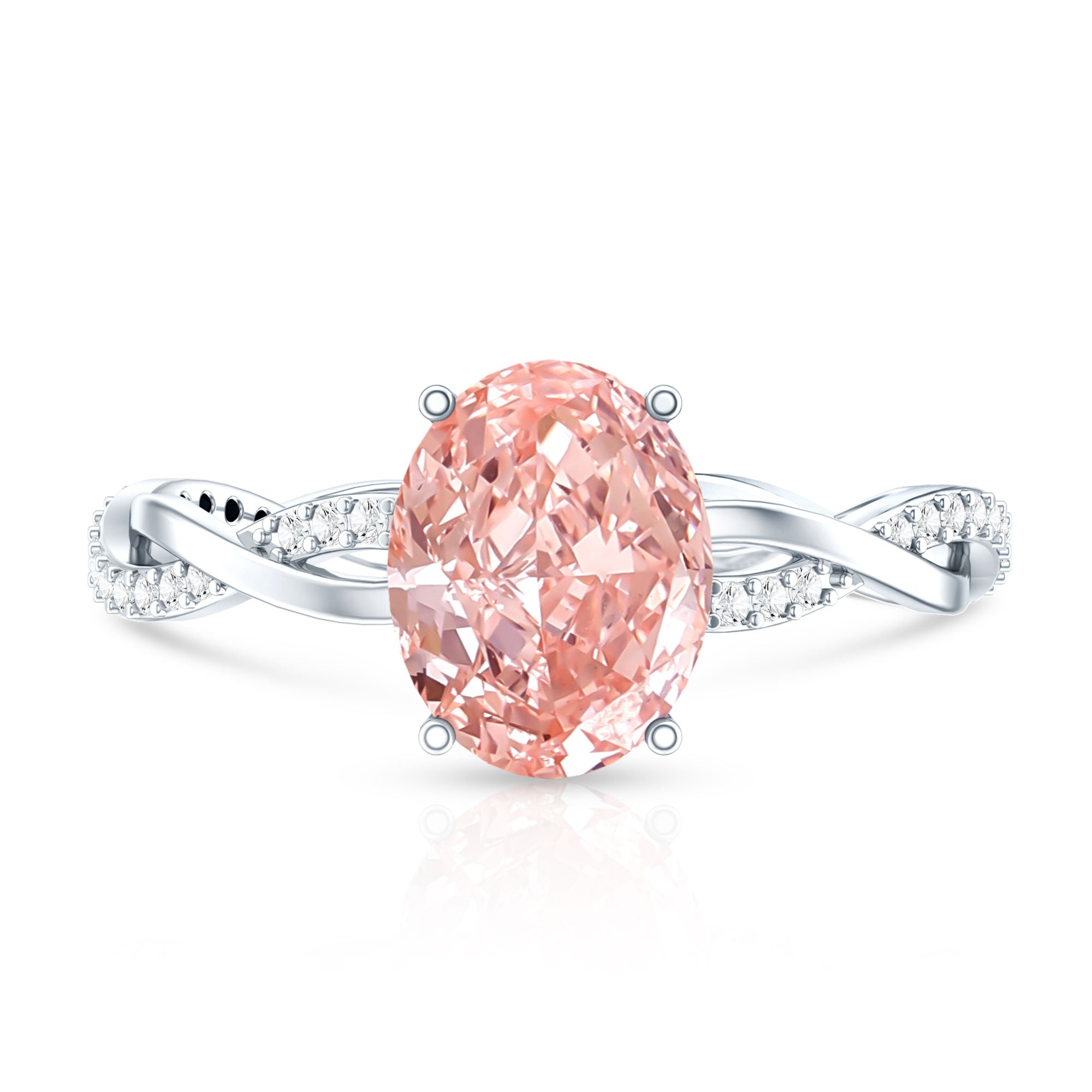 Rosec Jewels-2 Carat Lab Grown Oval Pink Diamond Braided Engagement Ring with IGI Certificate