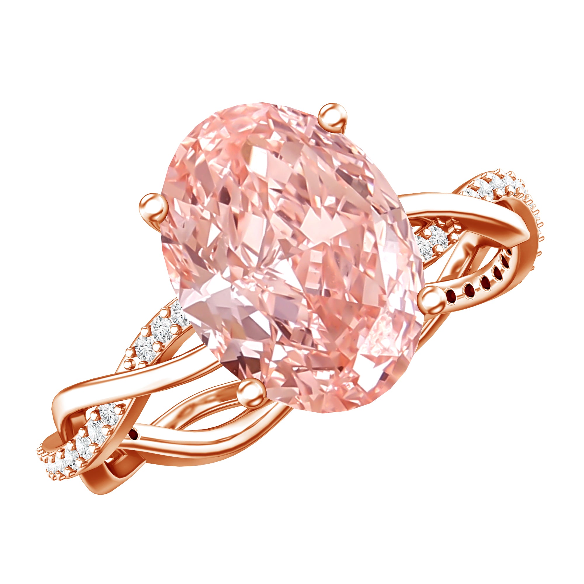 Rosec Jewels-IGI Certified 3 Carat Oval Lab Created Pink Diamond Infinity Band Engagement Ring