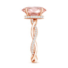 Rosec Jewels-IGI Certified 3 Carat Oval Lab Created Pink Diamond Infinity Band Engagement Ring
