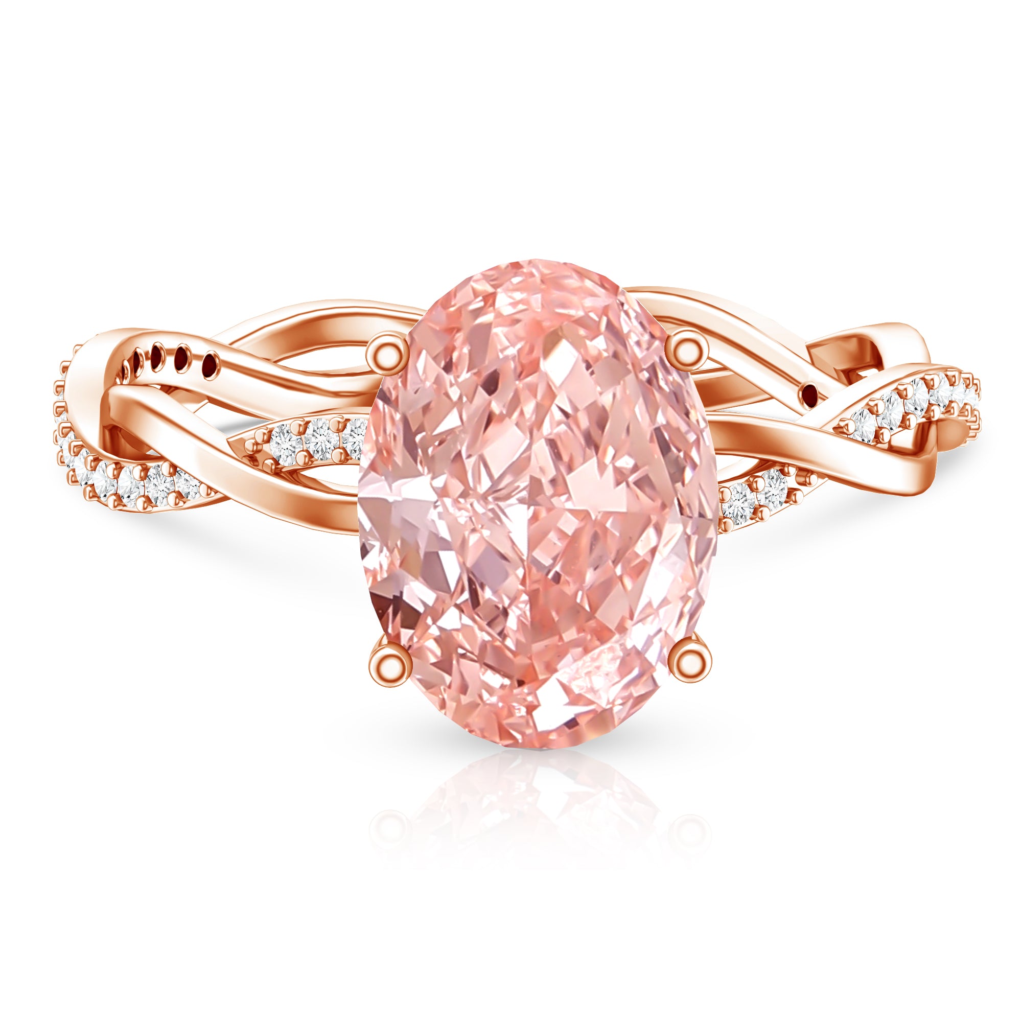 Rosec Jewels-IGI Certified 3 Carat Oval Lab Created Pink Diamond Infinity Band Engagement Ring