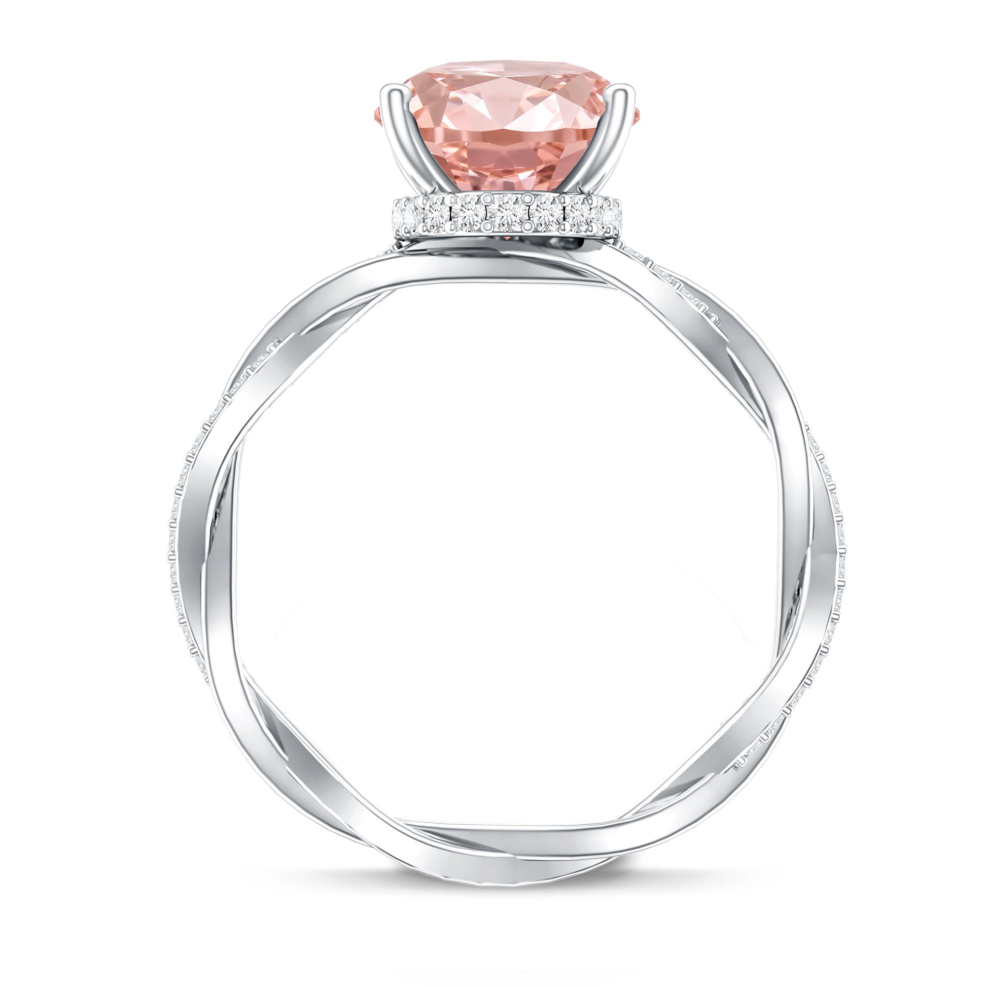Rosec Jewels-IGI Certified 3 Carat Oval Lab Created Pink Diamond Infinity Band Engagement Ring