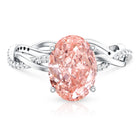 Rosec Jewels-IGI Certified 3 Carat Oval Lab Created Pink Diamond Infinity Band Engagement Ring