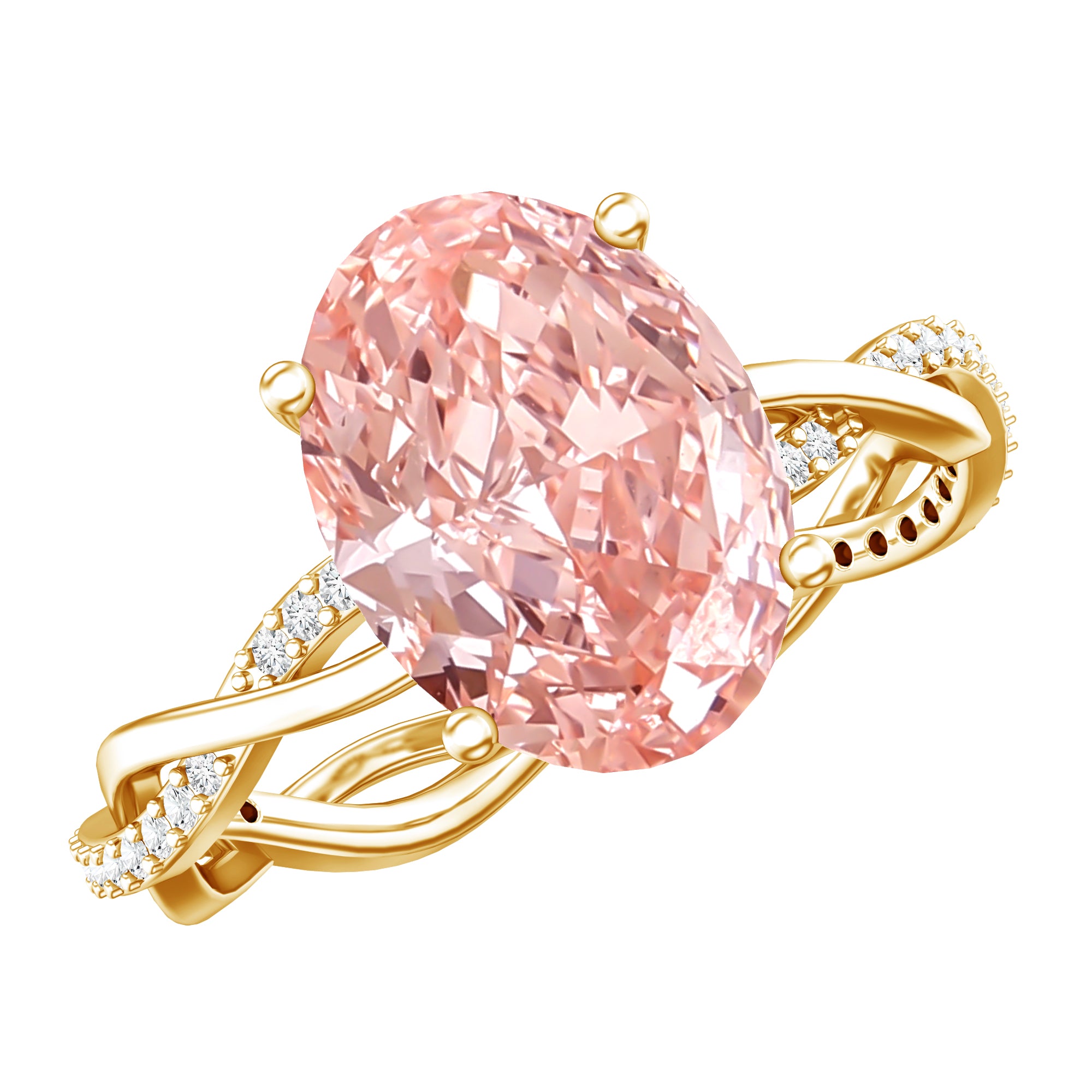 Rosec Jewels-IGI Certified 3 Carat Oval Lab Created Pink Diamond Infinity Band Engagement Ring