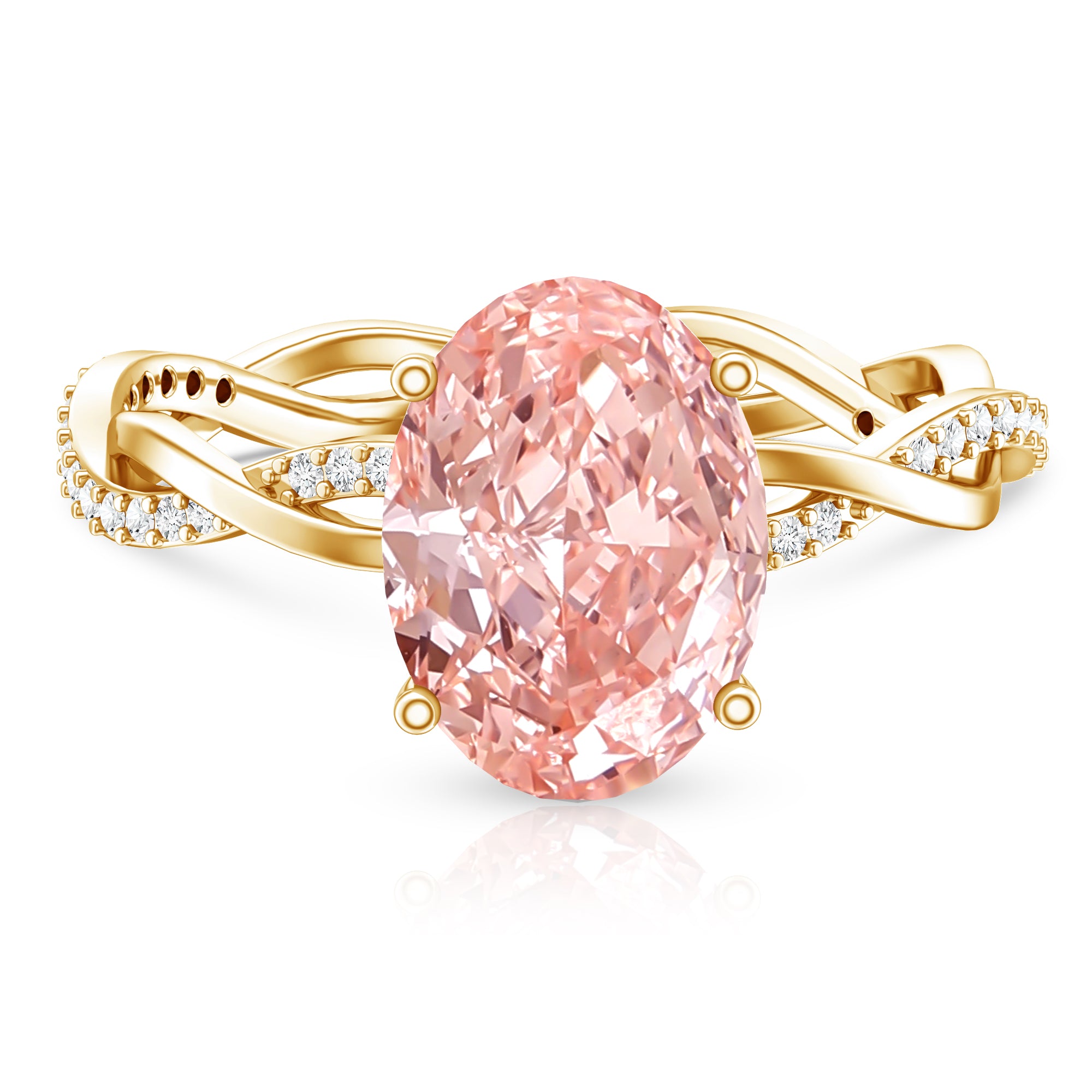 Rosec Jewels-IGI Certified 3 Carat Oval Lab Created Pink Diamond Infinity Band Engagement Ring