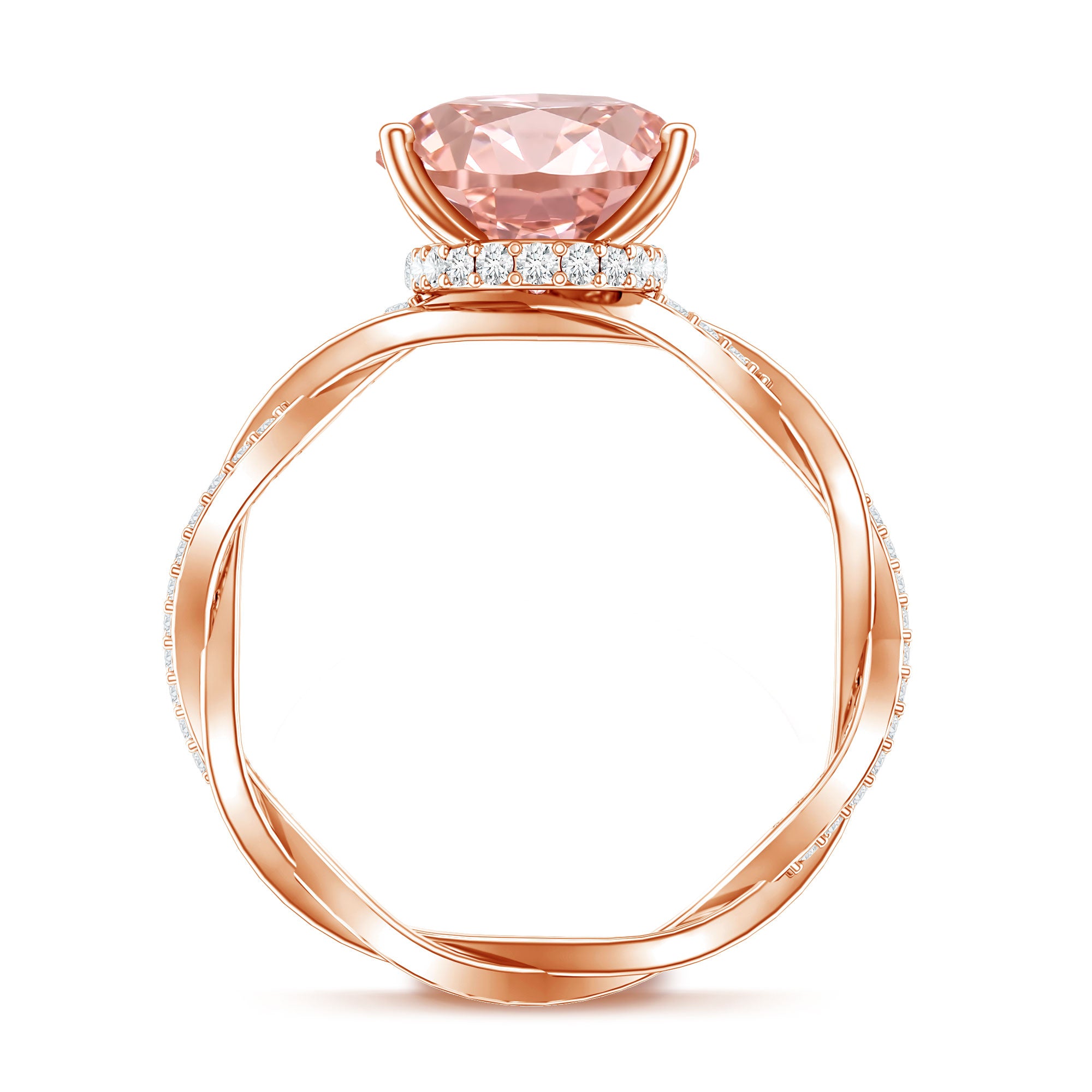 Rosec Jewels-4 Carat IGI Certified Lab Grown Pink Diamond Oval Engagement Ring with Braided Band