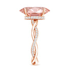 Rosec Jewels-4 Carat IGI Certified Lab Grown Pink Diamond Oval Engagement Ring with Braided Band